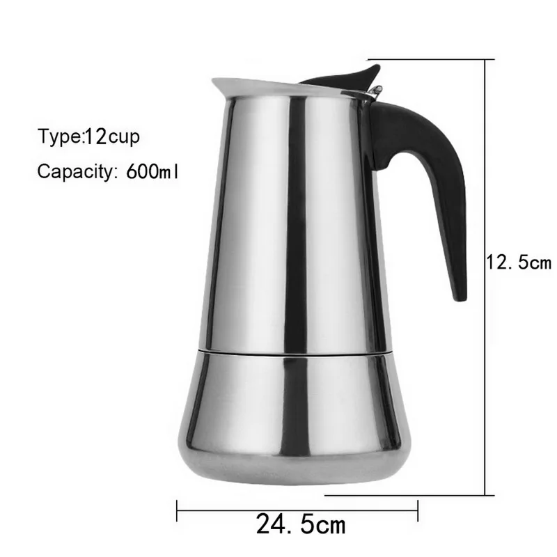 Кофеварка, чайник из нержавеющей стали, кофейник, чайник, кофейник, портативный горшок Moka, кухонные инструменты, 100 мл/200 мл/300 мл/450 мл - Цвет: Style B-5