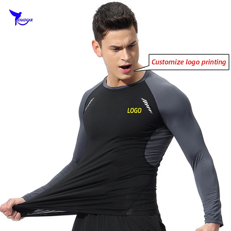 Лоскутные быстросохнущие компрессионные футболки для бега Мужская футболка с