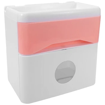 

Bathroom Waterproof Tissue Box Plastic Toilet Paper Holder Wall Mounted Storage Box Double Layer Napkin Dispenser Organizer-Pink