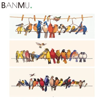 

BANMU Nordic Poster Print Little Birds Family on Canvas Paintings Home Decor Wall Art Animals Picture for Bedroom Decoration