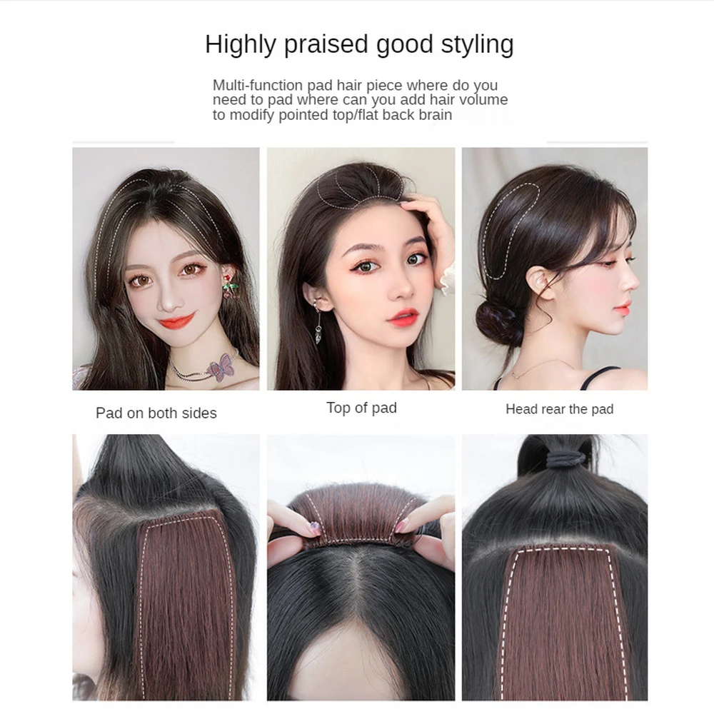 Hair Bun Clip False Bangs Synthetic Pads In One Piece Invisable Seamless Lining of Natural Cover Top Hairpiece Accessories Tools
