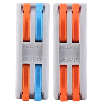 

10PCS PCT2-2 Color Button Wire Connector 2-in-2-out Quick Terminal Block for Wiring Clip Quick Wiring Connector