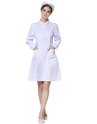 Высокое качество короткий и полный рукав спа костюм больничной медсестры женское платье Медицинские костюмы Твердые Скраб Топы клиника одежда - Цвет: White 01