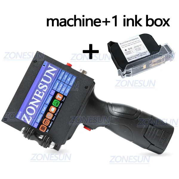 ZONESUN сенсорный экран ручной Интеллектуальный USB QR 360 градусов струйный принтер кодировочная машина для коробки резиновый металлический срок годности - Цвет: With 1 ink box