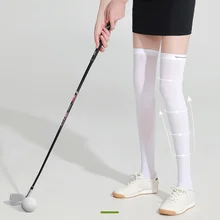 Calcetines de Golf para mujer y niña, medias suaves y transpirables, a prueba de rayos UV, ligeras, lisas, de pierna larga