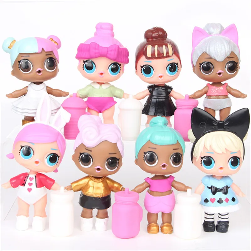 

L.O.L. surprise! 8 Pieces / Set Haha Doll Toy Decoration Toy Figure Doll Series Feeding Bottle PVC Model Anime Children Toy Gift