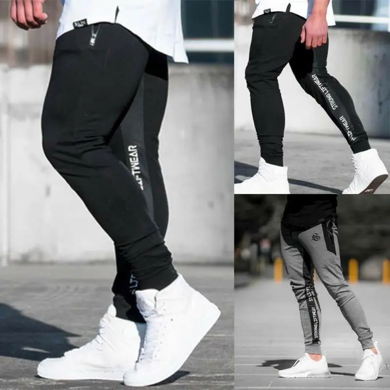 

Men's Skinny Letter Print Slim Fit Trousers Sweatpants Bodybuilding Gyms Workout Fitness Joggers Pants