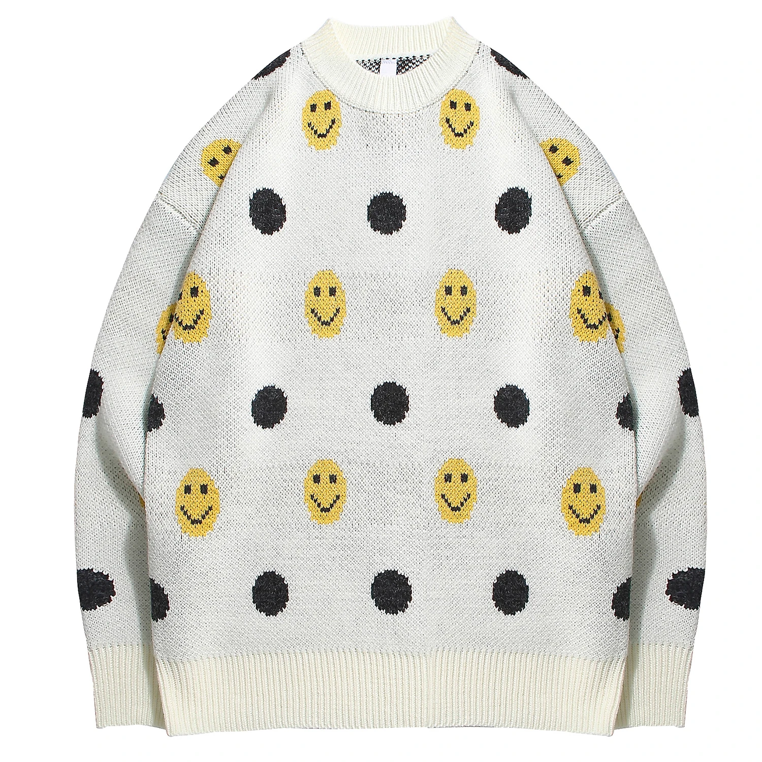 Мужской свитер со смайликом тонкий вязаный джемпер пуловер с круглым вырезом