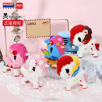 

New 897pcs+ Cartoon Rainbow Pony Loz Balody Building Blocks Cute Unicorned Mini Figure Assembled Bricks Toy For Collection 18190
