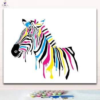

Abstraction creative colorful art pictures drawing painting paints by numbers with colors on canvas handwork modern simple decor