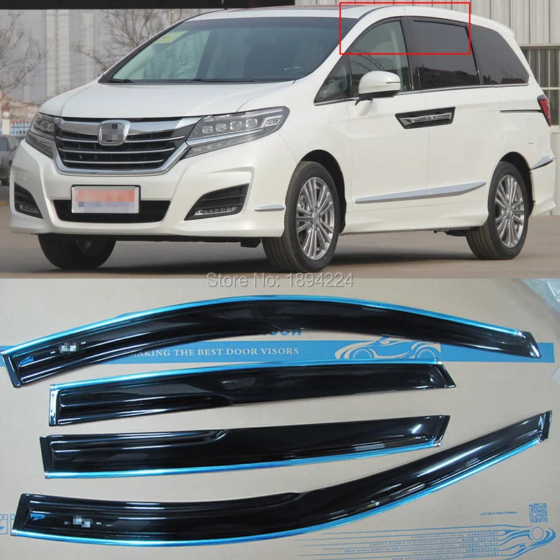 

4pcs Silver Trim Window Visor Shade Vent Wind Rain Deflector Guards For Honda ELYSION 2016-2017