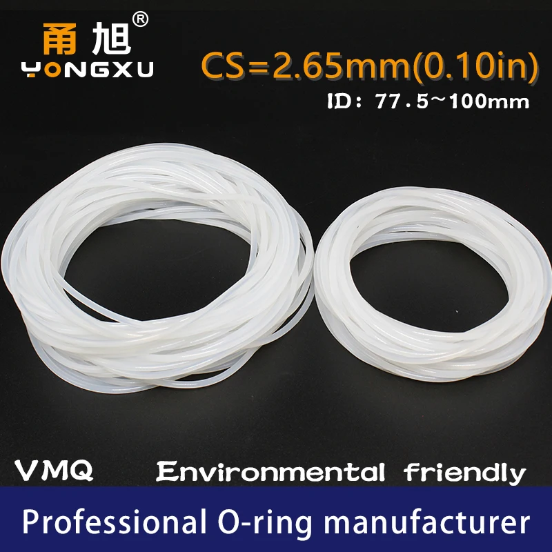 1PC/lot Silicon O-ring Silicone/VMQ CS2.65mm ID77.5/80/82.5/87.5/97.5/100*2.65mm O Ring Sealing Rubber Gasket Rings Washer