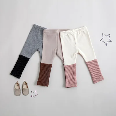 

Spring And Autumn Baby Girls Leggings Pants Knitting Patchwork Cotton Toddler Girls Leggings Casual Child Baby Skinny Trousers