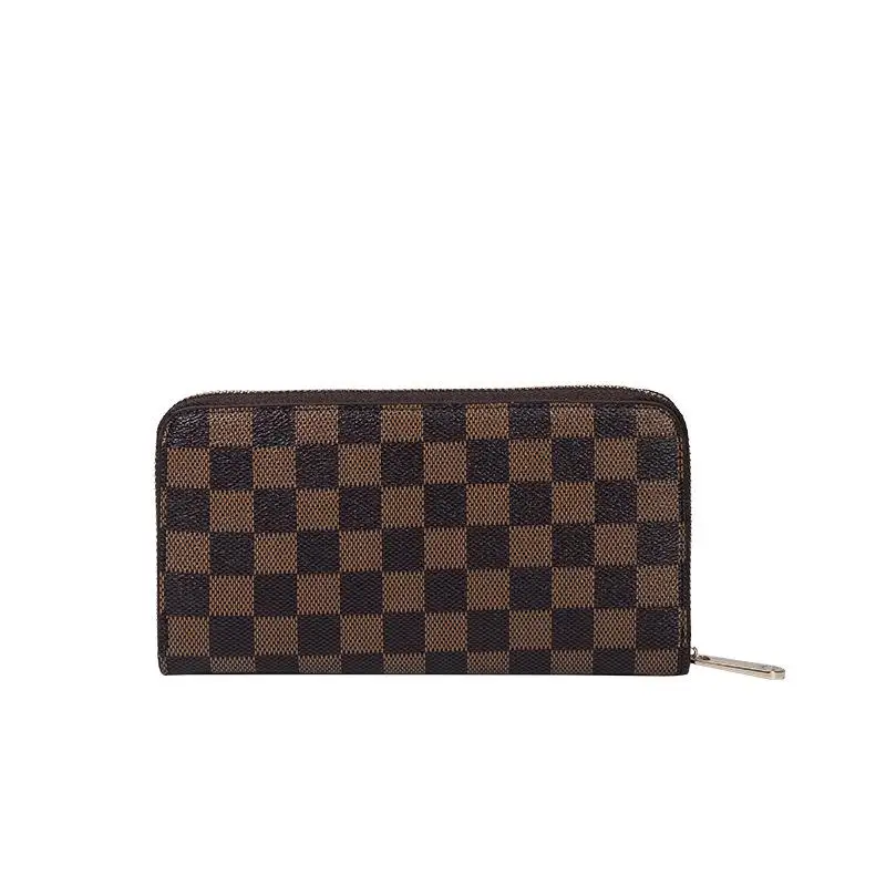 

KYYSLO Plaid Design Luxury Long Wallet European and American Fashion Large-capacity Coin Pockets Leisure Wild Women Clutch