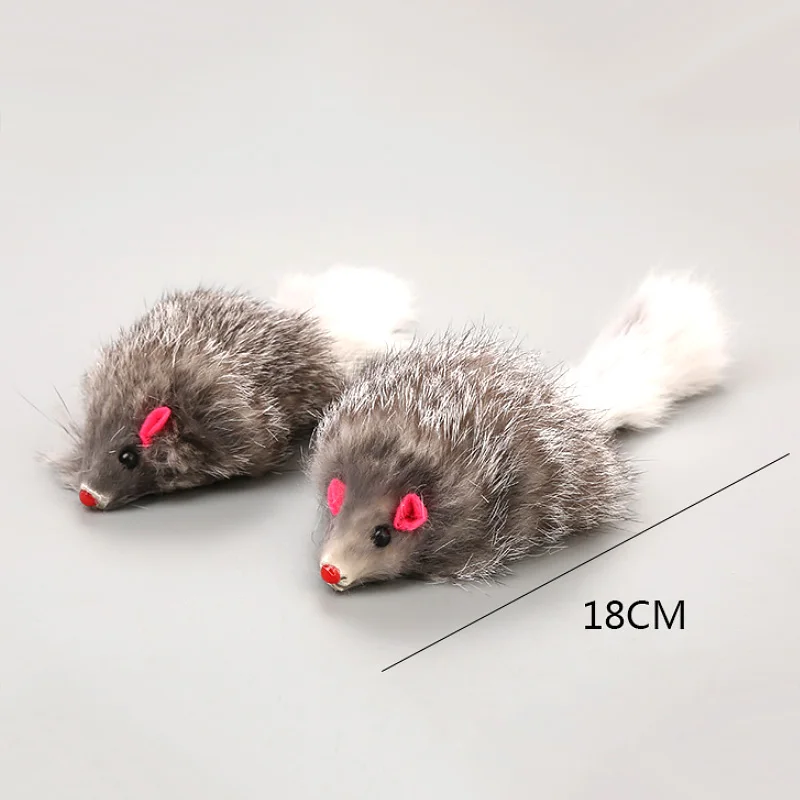 1Pcs False Mouse Cat Pet Toys 18 cm Cat Long-haired Tail Mice Mouse Toys Soft Rabbit Fur Furry Plush Cat Toy For Pet Cats Dogs playology dog toys