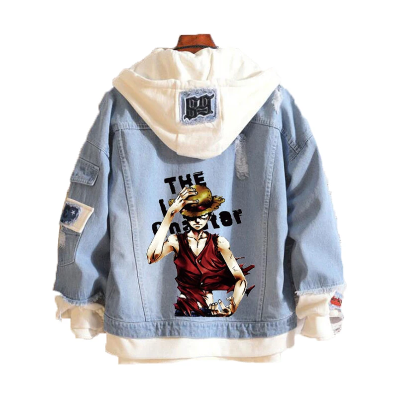 Худи luffy в стиле аниме цельный пальто джинсовая куртка толстовка с капюшоном