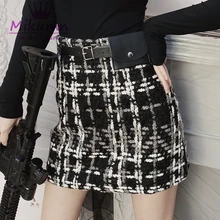Harajuku клетчатая юбка, женские зимние шерстяные мини юбки, панк стиль, высокая талия, сексуальные женские короткие юбки размера плюс, Saias Femininas