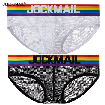 

Jockmail underwear men new lace mesh see boxer para hombre slip 2PCS sous vetement homme sexy calzoncillos hombre spot jockstrap