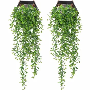 

2pcs Hanging Garland Vine Flower Trailing Bracket plant Artificial Hanging Plants Flowers Fake Wisteria Office Party Home Decor