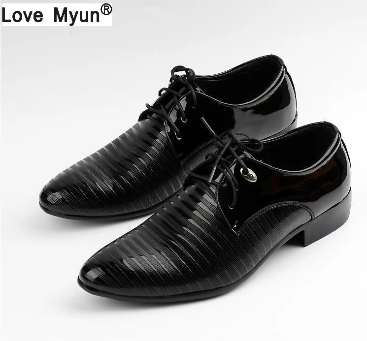 

New Fashion Men's Lace-Up Oxfords Dress Shoes Mens PU Leather Business Office Wedding Flats Man Casual Party Driving Shoes
