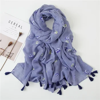 

2020 Luxury Brand Fashion Cotton Scarf Women Spring Autumn Headscarf Blue Print Silk Scarves Shawl cashmere blanket winter