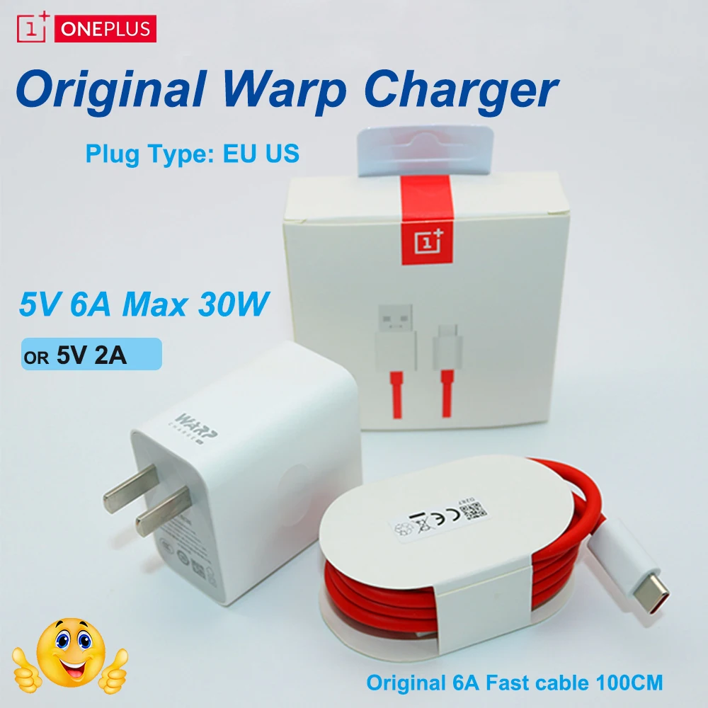 Адаптер питания OnePlus 7 Pro 7T Warp Charge 30 зарядное устройство US/EU Type-C кабель для быстрой