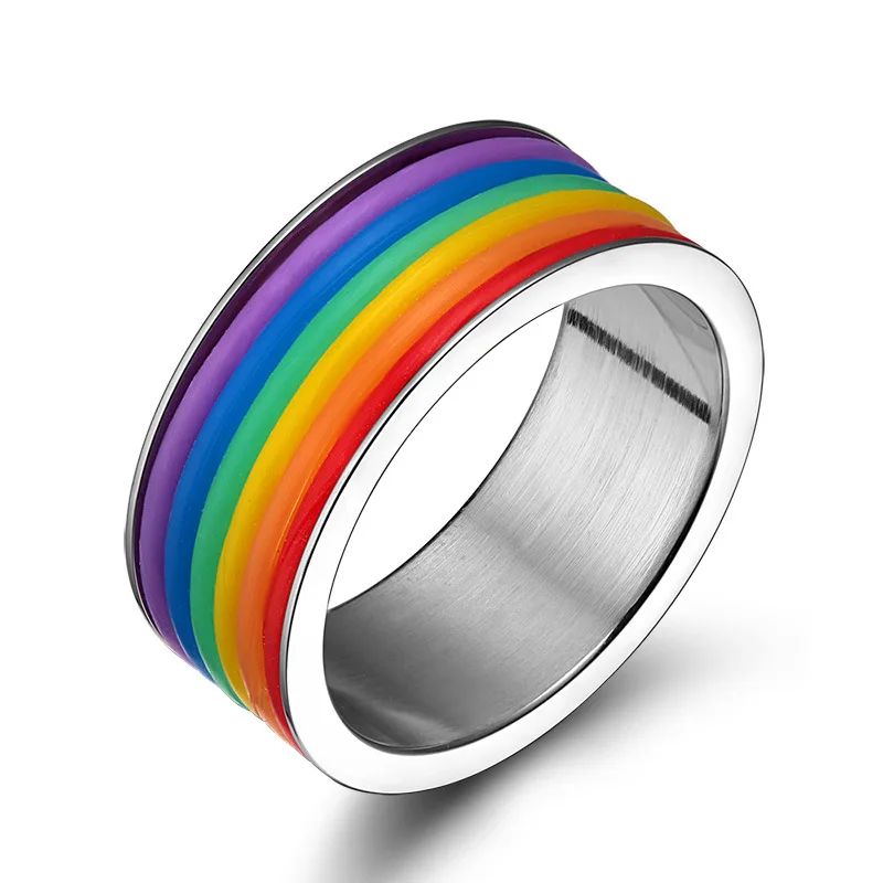 Statement Big Chunky Ring For Men Women Rainbow Silicone Stainless Steel Finger Fashion Jewelry Bjioux | Украшения и аксессуары