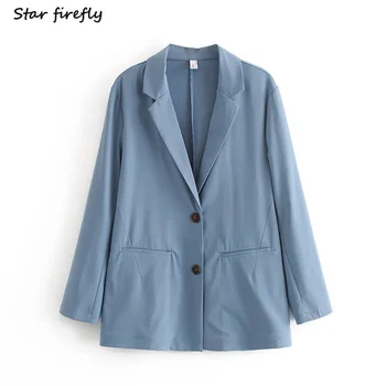 

Star firefly stylish personality suit female 2020 spring casual loose single-breasted pocket silhouette solid blazer women