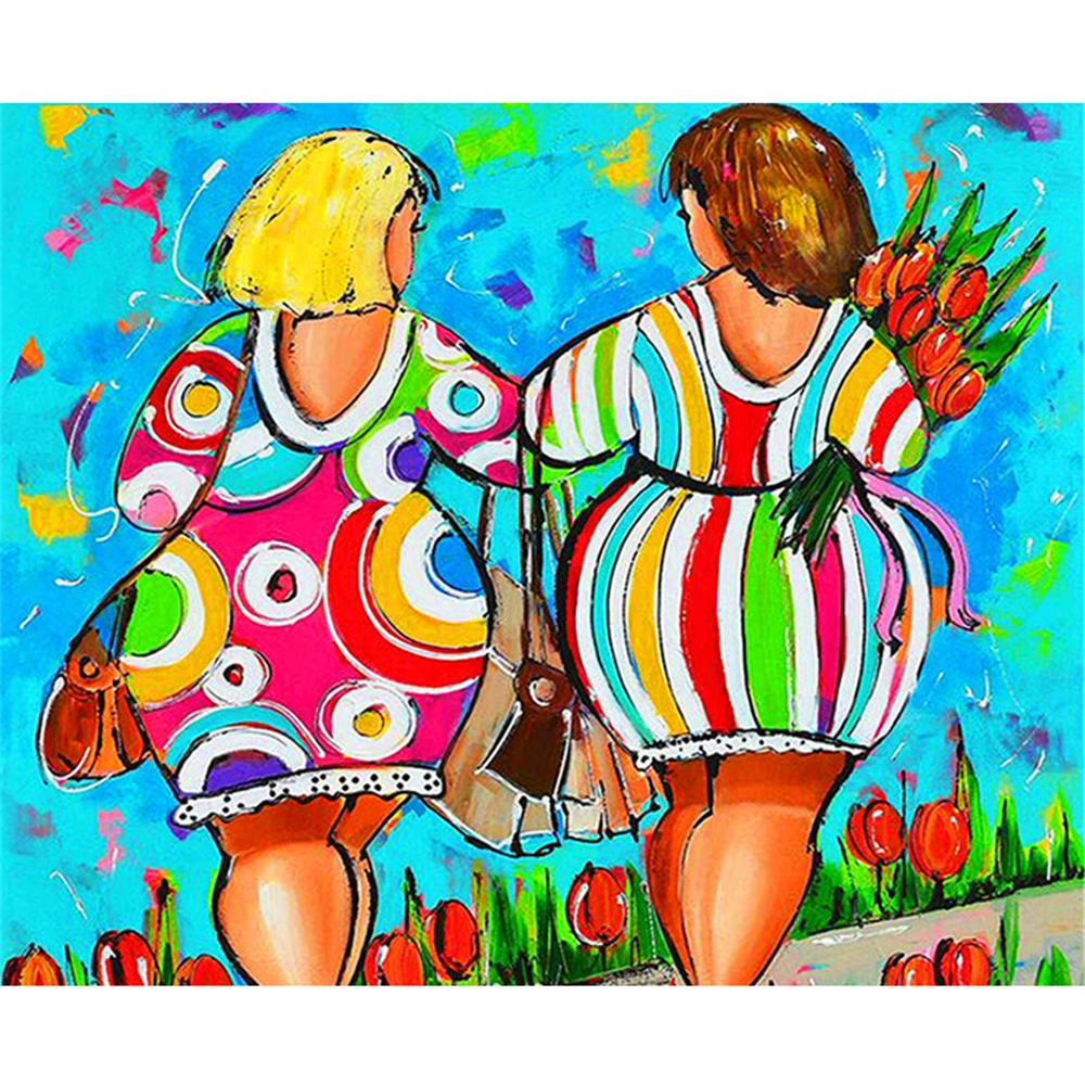 

Sisters Paint By Numbers DIY Set For Quarantine Depression-Killer DIY Oil Painting With Combo Frame and Colorful Canvas