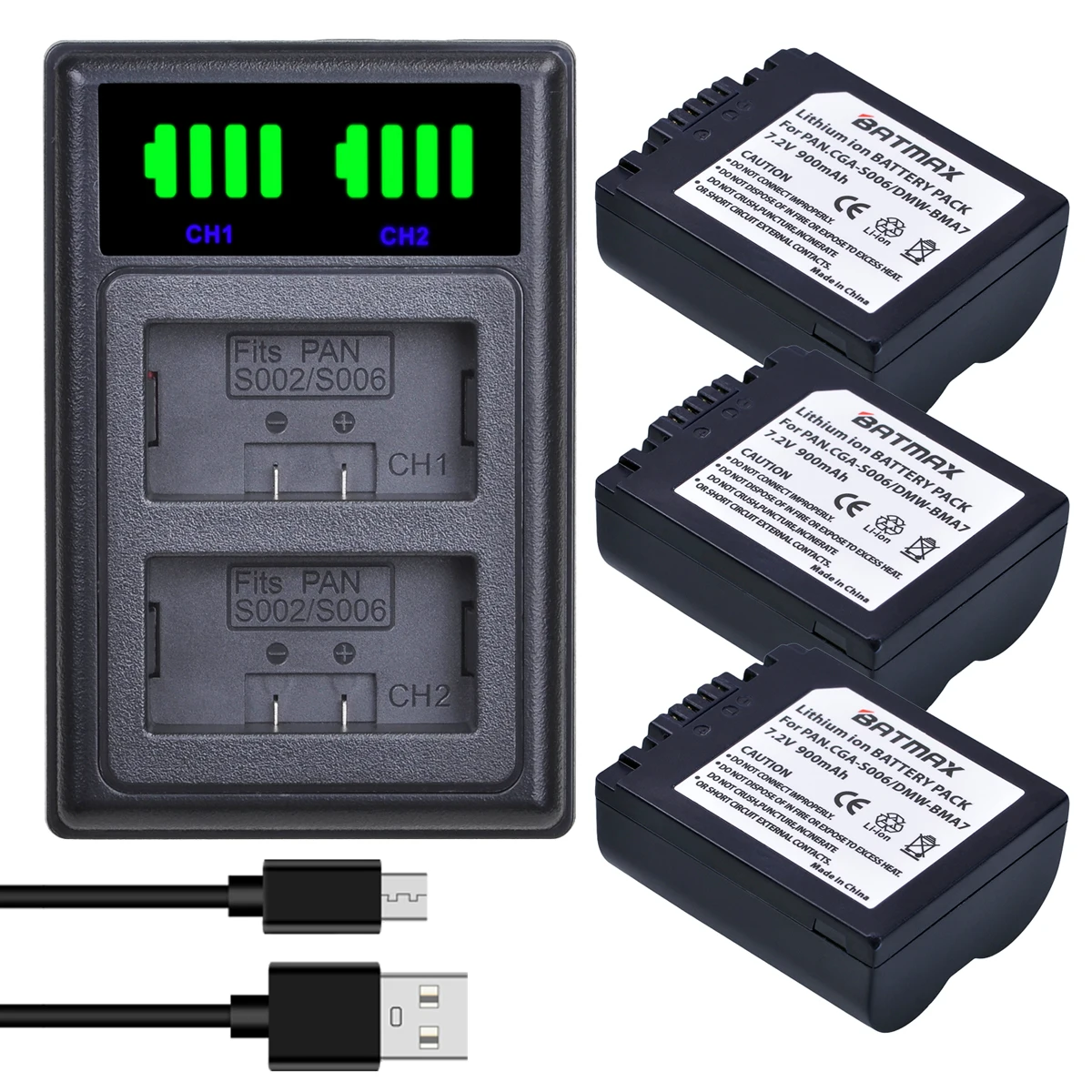 

Цифровой аккумулятор Batmax CGA-S006 CGR S006E S006 + двойное зарядное устройство USB со светодиодной подсветкой для камеры Panasonic DMC-FZ7 FZ30 FZ50 FZ28 FZ18 TZ8 FZ8