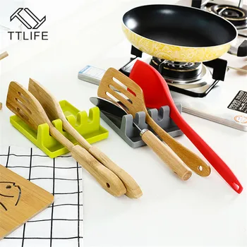 

TTLIFE 1 PC Kitchen Cooking Tools Kitchen Silicone/PP Spoon Rest Utensil Spatula Holder Heat Resistant Storage Shelves