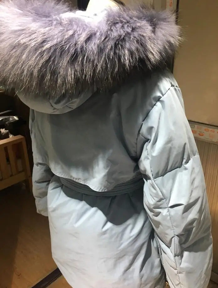 S-XL, плюс размер, Новое поступление, большой натуральный меховой воротник, с капюшоном, белый утиный пух, пальто для женщин, зима, большой карман, толстый, длинный, теплый пуховик