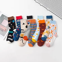 Модные носки с принтом женские хлопковые носки Femme хип-хоп Длинные забавные носки уличная одежда Calcetines