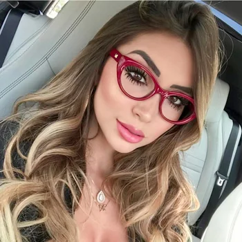 

Sexy Vintage UV400 Spectacle Square Cat Eye Glasses Frame Computer Gaming Clear Lens Anti-UV Nerd Black Ladies Rivet Eyeglasses
