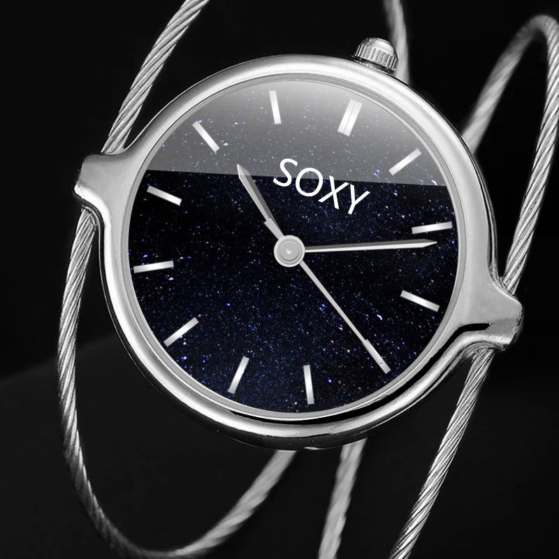 

Relogio Feminino Luxury Women Watch New Design Unique Starry Sky Bracelet Watches Fashion Silver Ladies Watch Clock Reloj Mujer