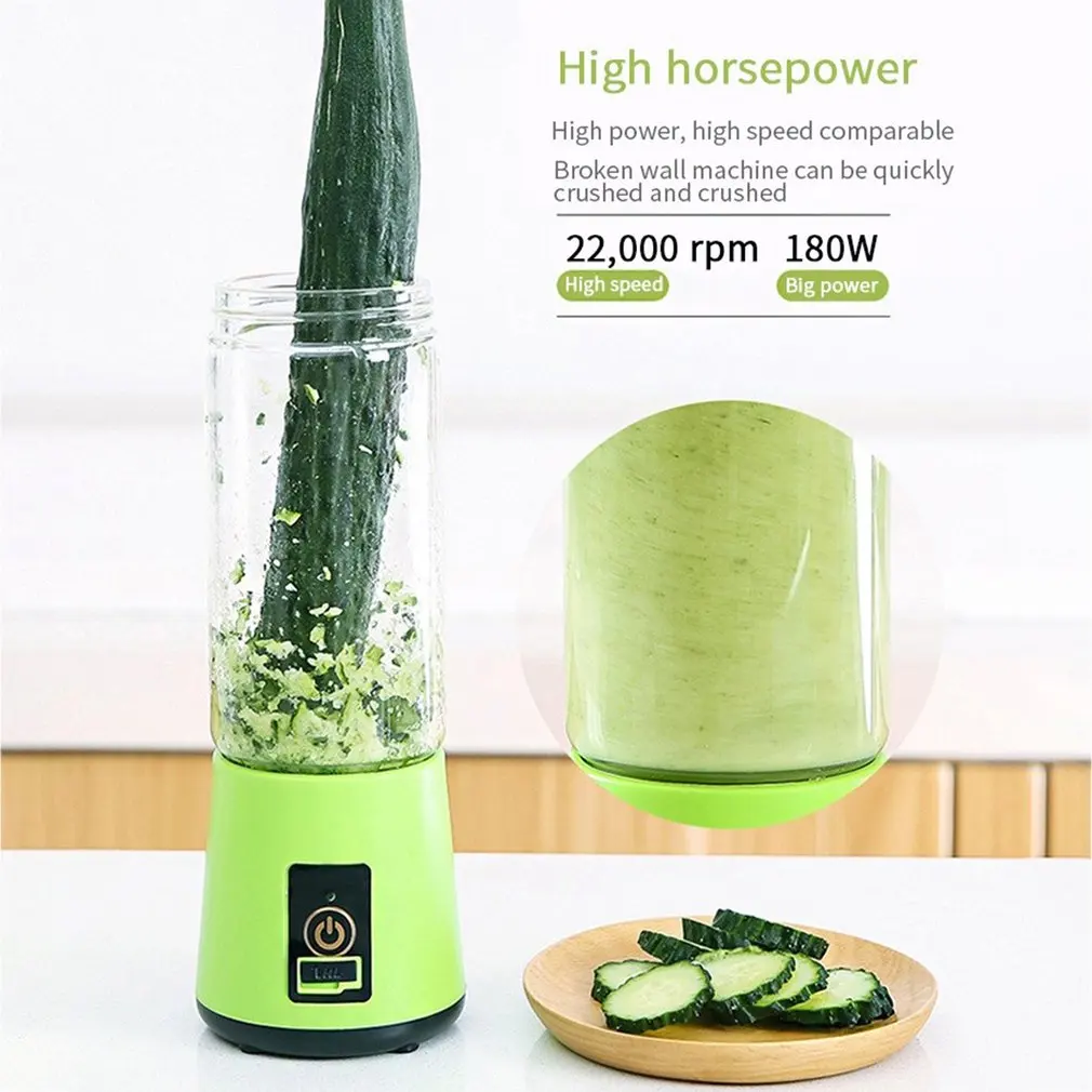 380ML Electric USB Rechargeable Portable Juicer Smoothie Blender Machine Mixer Juice Cup Maker Fast Blenders Food Processor