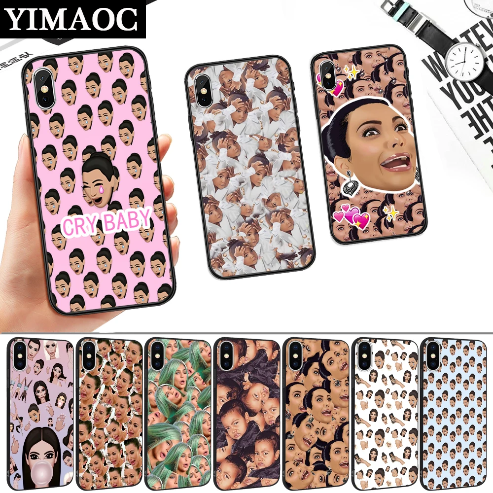 Мягкий силиконовый чехол Kim Kardashian North Kylie Jenner для iPhone 5 5S 6 6S 7 8 11 Pro Plus X XR XS Max |