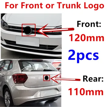 

120mm 110mm Glossy Black Front Grill Badge Rear Trunk Lid Emblem Car Logo styling sticker accessories For POLO 2011 2012 2013