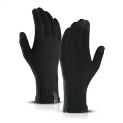 Вязаные перчатки зимне-осенние с сенсорным экраном, мужские плотные теплые шерстяные перчатки высокого качества, деловые перчатки