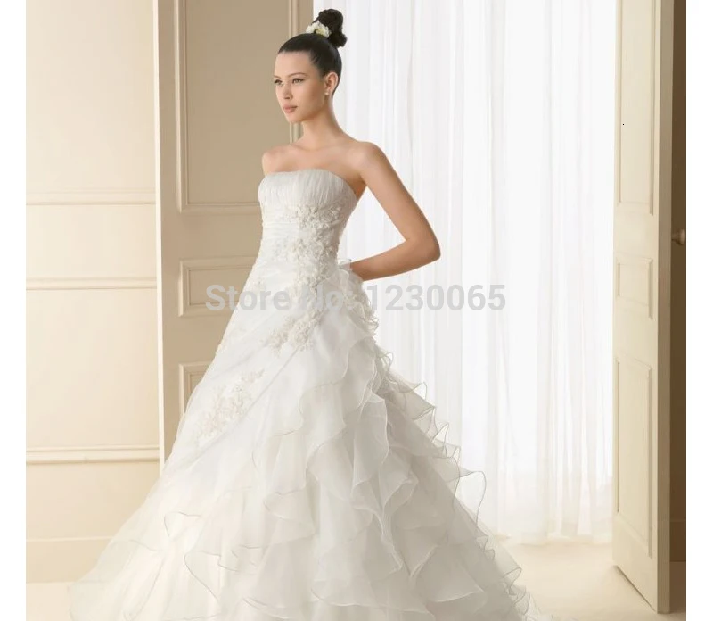 Романтическое платье трапециевидной формы Hot8 Casamento vestido de noiva, свадебное платье с цветами и оборками, платья из органзы для матери невесты