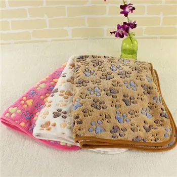 

Soft and Comfortable Thicken Pet Blanket Mattress, Paw Print Pattern Coral Fleece Dog Mattress, Keep Warm Sleeping Cover