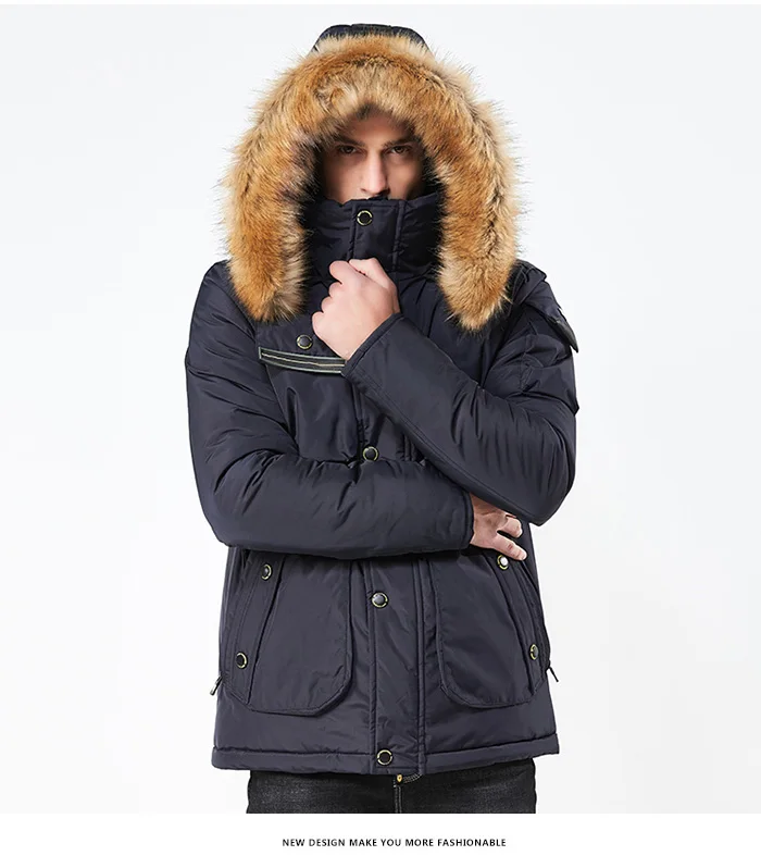 AIRGRACIAS мужская зимняя куртка со съемным капюшоном, теплое пальто, повседневные парки с хлопковой подкладкой, зимняя куртка с меховым воротником, мужская одежда