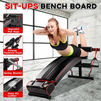 

Multifunction Sit-up Bench With Headrest Pulling Rope Exerciser Trainer Steel Frame Ab Abdominal Fitness Bench Indoor Equipment