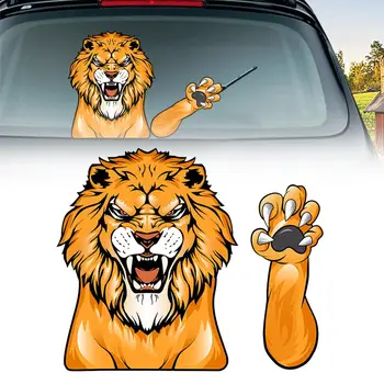 

Angry Lion Moving Paws Car Stickers 3D Creative Cartoon Auto Rear Windshield Vehicle Window Wiper Decal Styling Decor Sticker