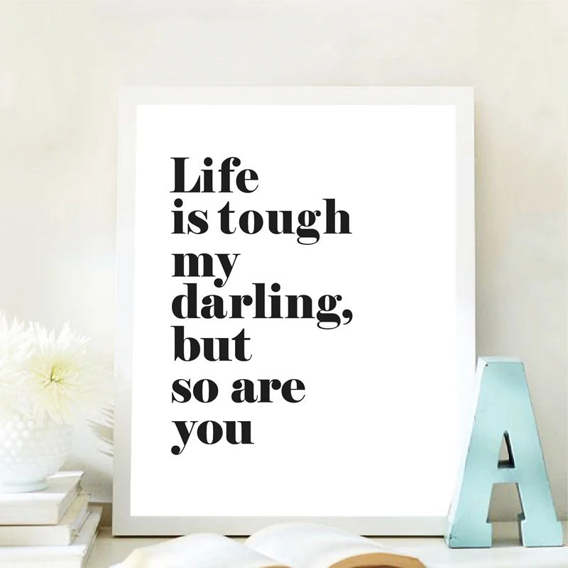 Life Quote Print Black White Poster Woman Gift Motivational Wall Art Canvas Painting Picture Bedroom Home Decor Mother | Дом и сад