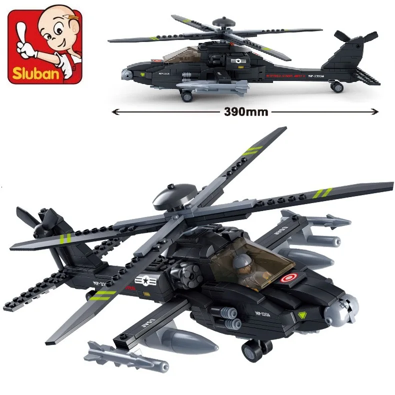 

AIBOULLY B0511 Air plane Black AH-64 Utility Helicopter 3D Construction Plastic Model Building Blocks Bricks Compatible Gift