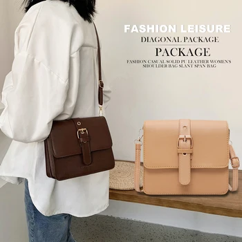 

Simple Elegant Solid Women PU Leather Shoulder purse Messenger Shoulder Handbags PU Leather Female Shoulder Crossbody Bags