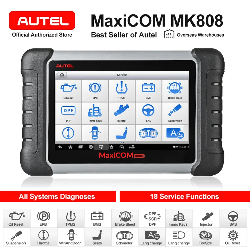Autel MaxiCOM MK808 автомобильный диагностический инструмент OBD2 сканер автомобильные полные системы сканирующий инструмент профессиональный автоматический ключ кодирования DPF TPMS - Цвет: AUTEL MK808