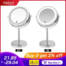 Agdoad 10x büyütme masaüstü makyaj aynası LED ışık 360 rotasyon çift taraflı 7 inç LED ışık ed makyaj kozmetik ayna
