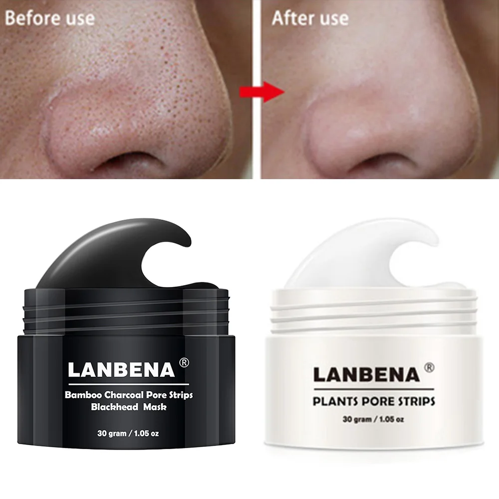 

LANBENA Blackhead Remover Nose Mask Pore Strip Black Mask Peeling Acne Treatment Black Deep Cleansing Skin Care With 60pcs Paper